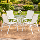 5PC Bistro Set Outdoor Table and Chairs Stackable Patio Furniture White