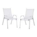 2PC Outdoor Dining Chairs Stackable Lounge Chair Patio Furniture White