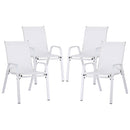 4PC Outdoor Dining Chairs Stackable Lounge Chair Patio Furniture White
