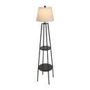 Floor Lamps Fabric Shade Standing Lamp with Display Shelf