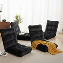 4X Lounge Sofa Bed Flannel Fabric Black