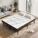 Queen Folding Bed with Mattress 4 Fold Metal Frame Guest Bed Bamboo Cover