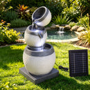 Solar Fountain 3 Levels Cascading Bowl Water Feature 52cm Grey