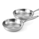 Frying Pan Stainless Steel Uncoated Twin Frypan Set 25/30cm Silver