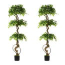 2PC 180cm Artificial Ficus Tree Twisted Ficus Faux Potted Plant