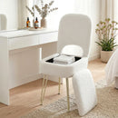 Storage Ottoman Vanity Stool Foot Stool Folding Back White