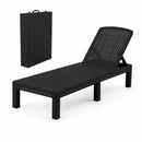 Sun Lounge Outdoor Folding Recliner Patio Pool Beach Chair Rattan Black