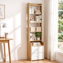 6 Tiers Bookshelf with 2 Drawer Storage Shelf Pine
