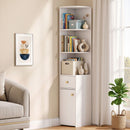 3 Tiers Bookshelf with Storage Drawer and Cabinet White