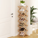 7 Tier Bamboo Foldable Shoe Rack Organizer Entryway
