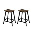 Bar Stools Set of 2 Kitchen Counter Stools Wooden Industrial Rustic Brown