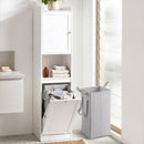 Tall Bathroom Storage Cabinet with Tilt Out Laundry Hamper White 170cm