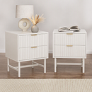 2X Bedside Table White Nightstand 2 Drawers