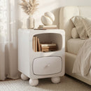 Bedside Table Storage Drawer Shelf Pine Wood Legs White