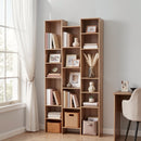 Bookshelf Display Shelves CD DVD Storage Rack Tall Bookcase Oak