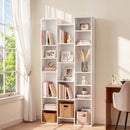 Bookshelf Display Shelves CD DVD Storage Rack Tall Bookcase White