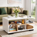 Coffee Table 90cm Center Table 3 Tier Open Storage Shelf Modern Living Room White & Wood