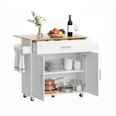 Kitchen Island Trolley Rolling Serving Cart Storage Drawer Cabinet 90cm White
