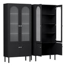 2x Buffet Sideboard Cabinet Pantry 5-Tier Storage Cupboard Fluted Black