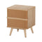 Rattan Bedside Table Drawers Side End Table Storage Nightstand Oak Nora