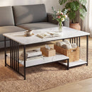 Coffee Table 100cm Faux Marble Finish Center Table 2-Tier Storage White&Black