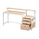 Computer Desk Home Office Study Table Desks with Drawers Open Shelf Oak 160CM