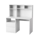 Computer Desk Office Study Desks Table Bookshelf Drawer White 120cm