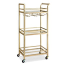 Kitchen Island Cart Trolley Rolling Serving Storage Wine Glass 43cm Gold