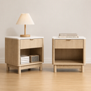 2X Bedside Table Nightstand 1 Drawer Shelves Pine
