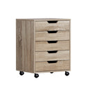 5-Drawer Filing Cabinet Mobile Rolling Storage Cabinet Chest of Drawers Stand Scratch Beige