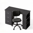 Office Desk & Chair Set 120cm Computer Desk with 3 Drawers & Open Shelves, Ergonomic Armless Office Chair with Wheels, Height Adjustable for Home Office Study