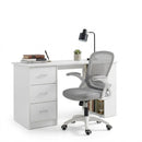 Computer Desk & Ergonomic Office Chair Set 120cm Home Office Study Desk with 3 Drawers & 3 Shelves, Mesh Computer Chair with Flip-Up Armrests