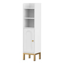 Bathroom Storage Cabinet Floor Organizer Toilet Corner Adjustable Shelf with Door White