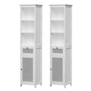 Bathroom Cabinet Storage X2 White Rattan 161cm
