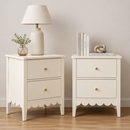 2x Bedside Table 2 Drawers Bedroom Storage Nightstand Beige