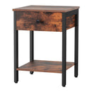 Bedside Table Nightstand 1 Drawer Shelves Walnut