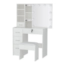 Dressing Table Set Stool 10 Led Bulbs White Dylan