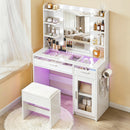 Dressing Table Vanity Desk Set 10 LED Bulbs RGB Light White