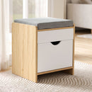 Storage Ottoman with Drawer 100kg Capacity Footrest Cushion Oak