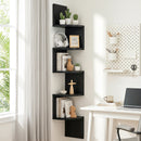 Wall Shelf Bookshelf Corner Floating 5-Tier Black