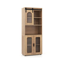 Farmhouse Bathroom Floor Cabinet With Sliding Barn Door And Shelves