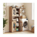 Farmhouse Bathroom Floor Cabinet With Sliding Barn Door And Shelves