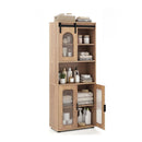 Farmhouse Bathroom Floor Cabinet With Sliding Barn Door And Shelves
