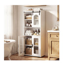 Farmhouse Bathroom Floor Cabinet With Sliding Barn Door And Shelves