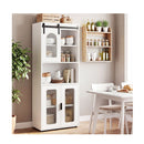 Farmhouse Bathroom Floor Cabinet With Sliding Barn Door And Shelves