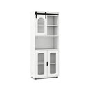 Farmhouse Bathroom Floor Cabinet With Sliding Barn Door And Shelves