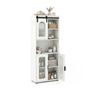 Farmhouse Bathroom Floor Cabinet With Sliding Barn Door And Shelves