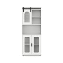 Farmhouse Bathroom Floor Cabinet With Sliding Barn Door And Shelves