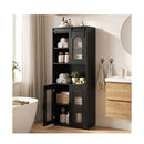 Farmhouse Bathroom Floor Cabinet With Sliding Barn Door And Shelves