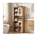 Farmhouse Bathroom Floor Cabinet With Sliding Barn Door And Shelves